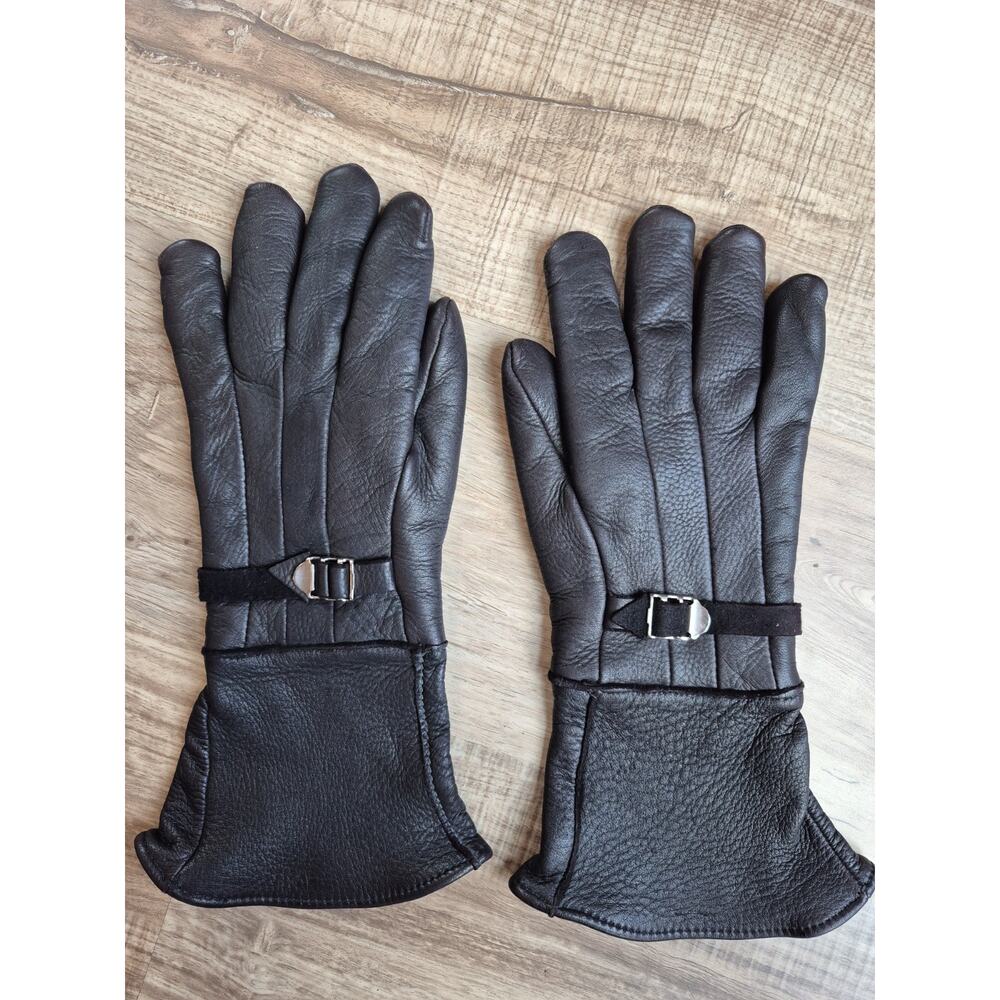 Churchhill Maverick Gauntlet Buckskin Gloves EUC Elk Leather Moto Vintage